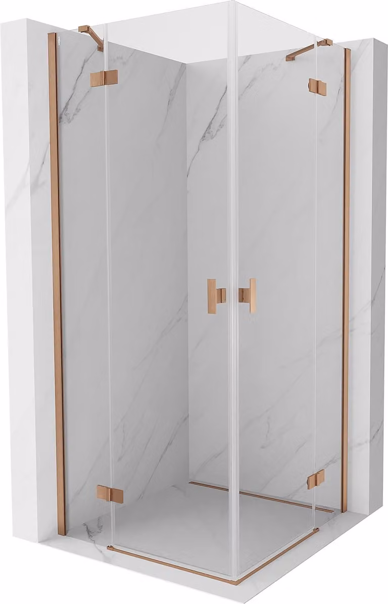 Mexen Mist-H Duo cabina doccia a battente 115 x 115 cm, trasparente, rame spazzolato - 8A5-115L-115P-65-00