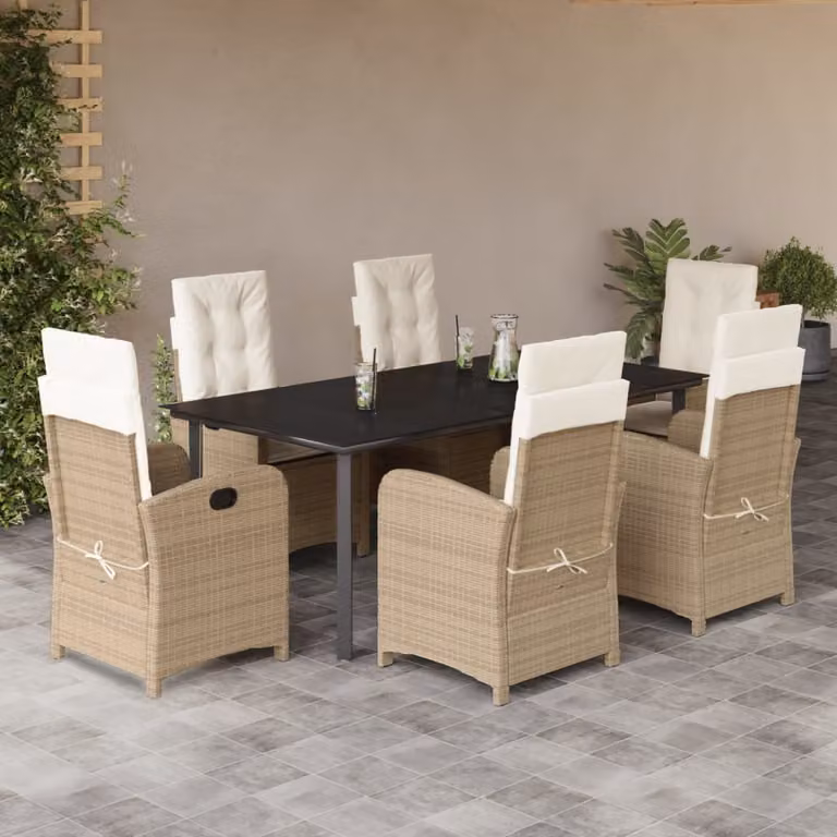 Maison Exclusive - Set da pranzo da giardino 7 pezzi con cuscini in polyrattan beige