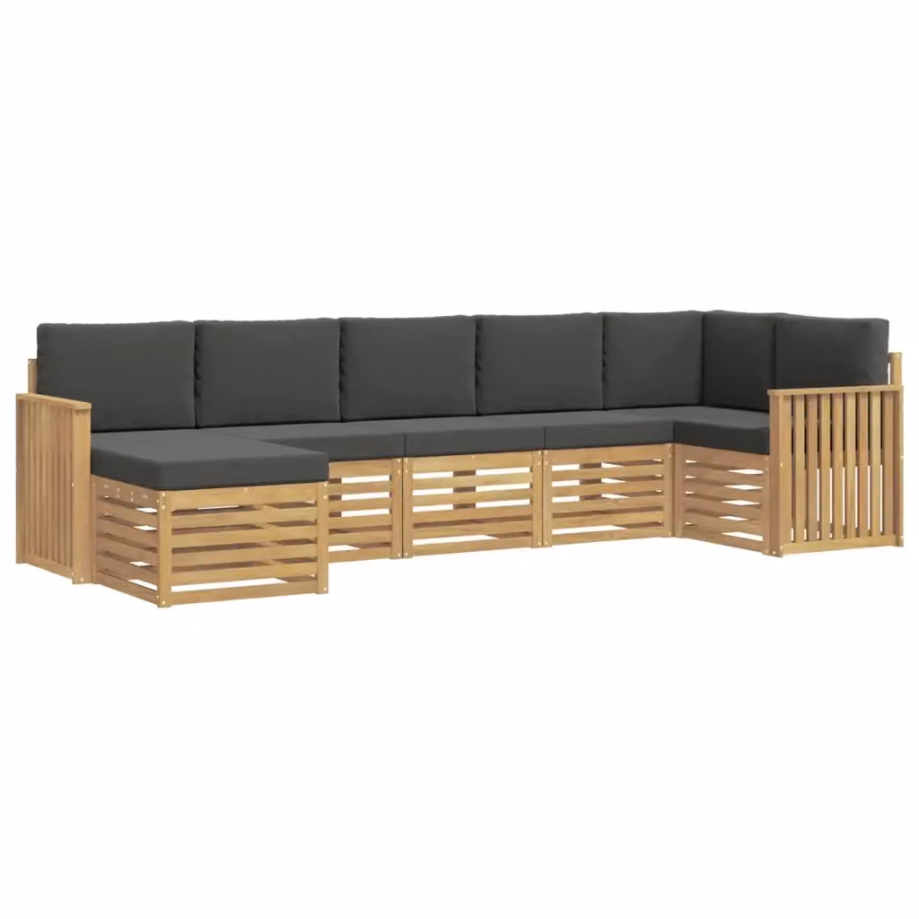 Set di divani da esterno vidaXL in legno di acacia con 7 pezzi, design moderno a L, colore bianco e antracite – 2