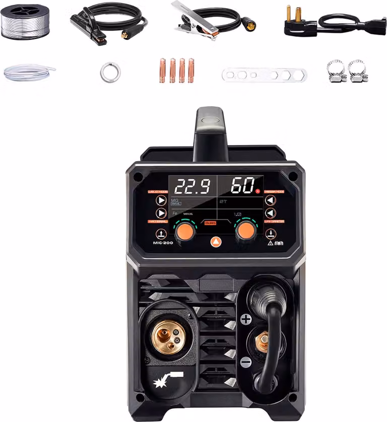 Saldatrice MIG SucceBuy - Alimentatore di saldatura multiprocesso da 200 A. Questa saldatrice 4 in 1 offre saldatura MIG a gas, MIG a filo, stick e TIG a sollevamento. Tecnologia inverter IGBT