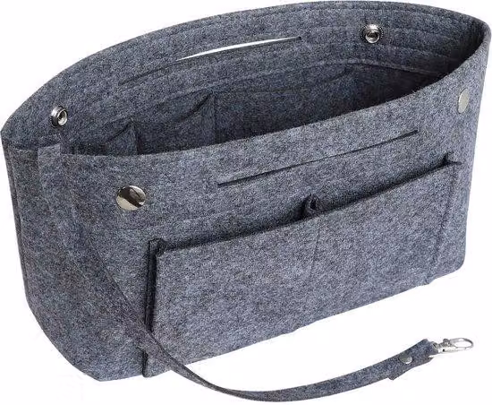 Tasorganizer grande grigio con maniglia e portachiavi