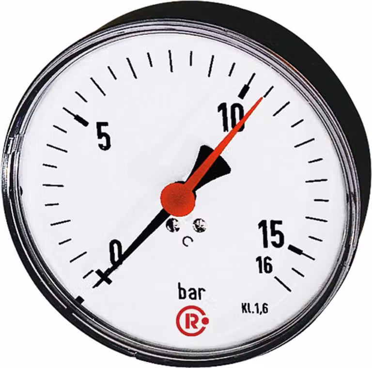 Manometro standard Riegler, plastica, G 1/4 posteriore centrale, 0-25,0 bar, Ã˜ 80