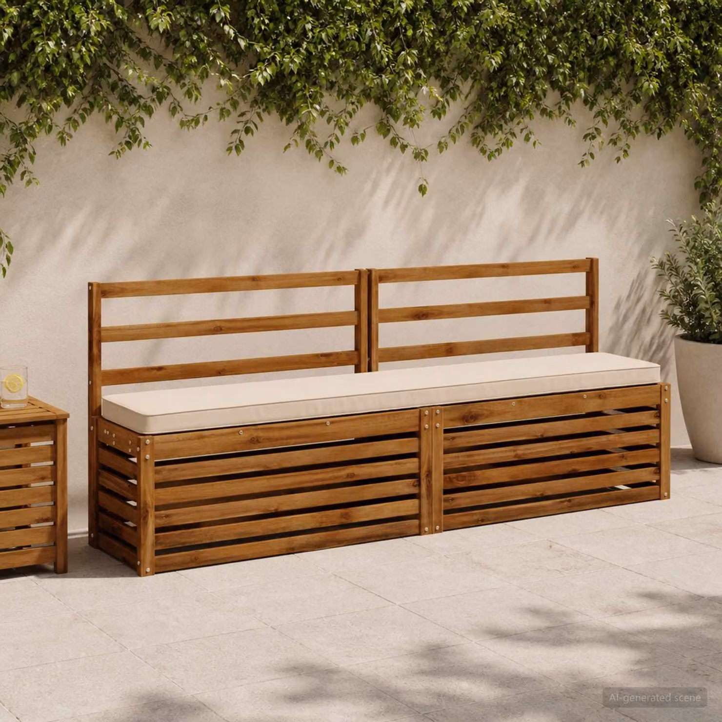 Set di 2 cuscini per panchina vidaXL in poliestere beige con rivestimento rimovibile e resistente ai raggi UV