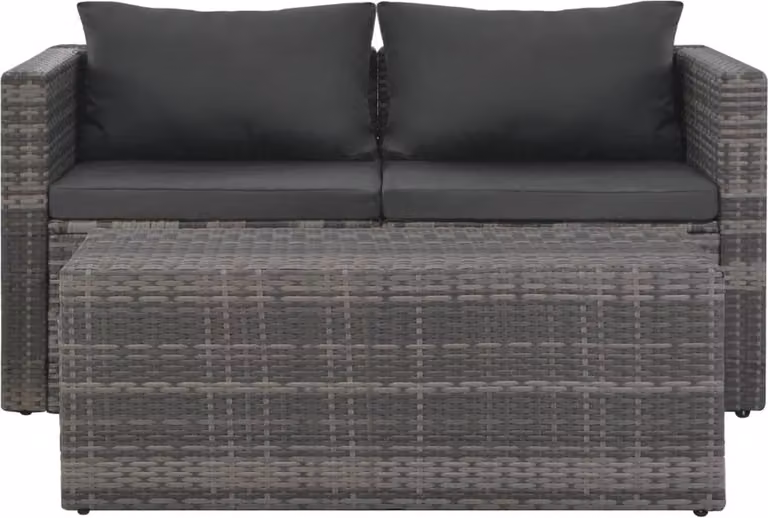Set Divani da Giardino 6 pz con Cuscini in Polyrattan Grigio