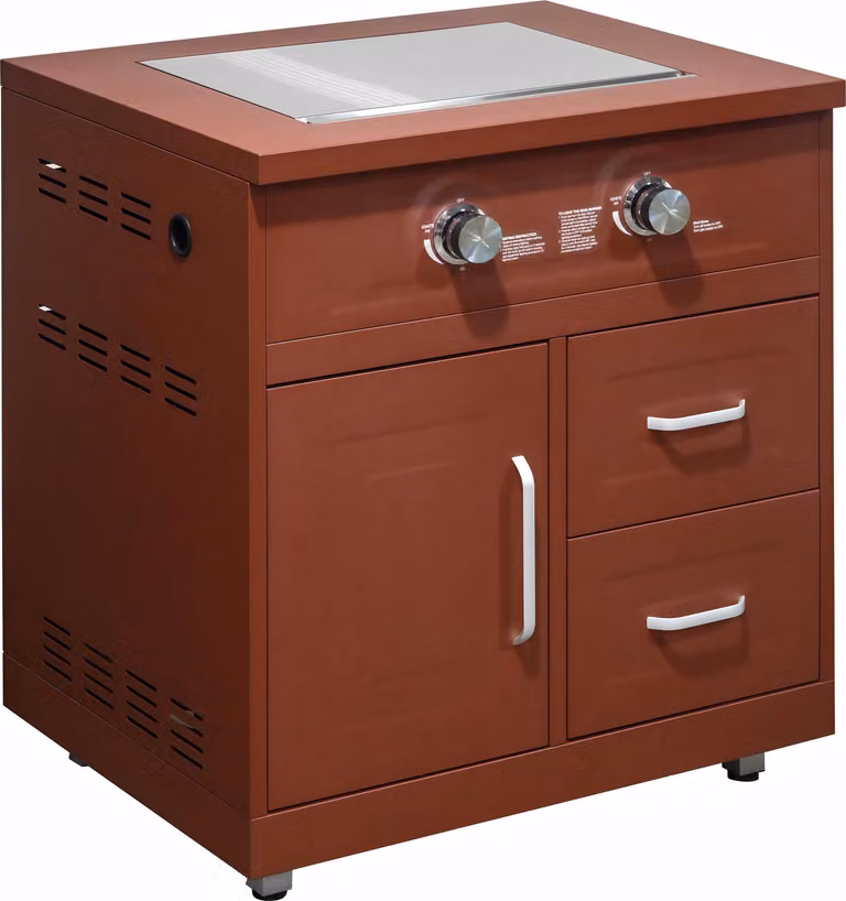 Fornello a gas a 2 fuochi per cucina esterna finitura mattone - Oviala Memphis