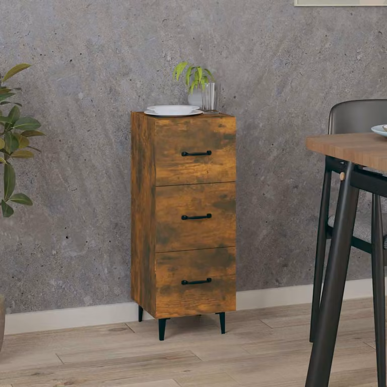 Credenza vidaXL in Rovere Fumo e Legno, da appendere al muro, Marrone, L 34,5 cm x P 34 cm x H 90 cm
