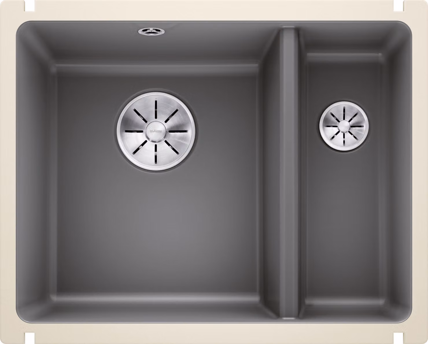 BLANCO SUBLINE 350/150-U lavello sottopiano / Vetroceramica / basalto / vasca sinistra / tappo