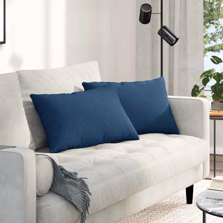 Set di 2 cuscini da divano vidaXL in tessuto blu con rivestimento rimovibile, L 60 cm x P 40 cm x H 40 cm