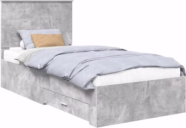 Letto singolo | Letto per adulti | Struttura del letto con testiera Grigio cemento 90 x 200 cm