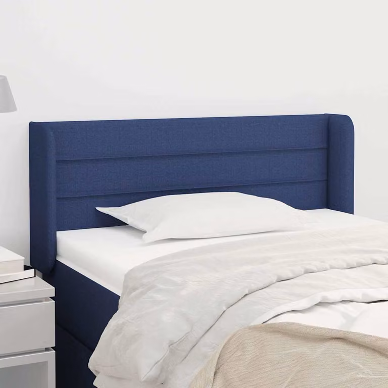 Testiera ad orecchio vidaXL in tessuto blu con struttura in legno L: 103 cm, P: 16 cm, H: 78-88 cm
