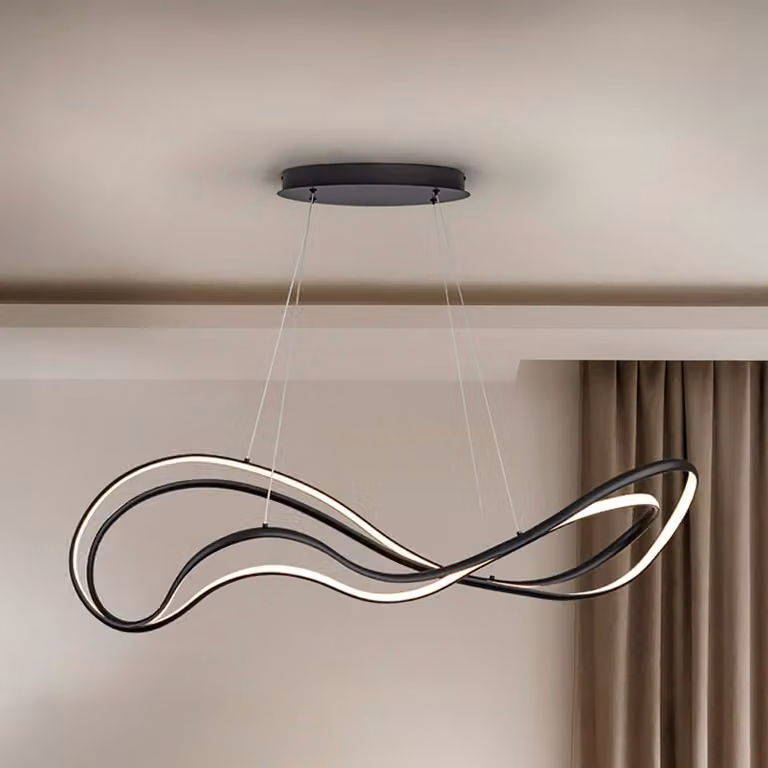 Schuller Valencia Lampada LED a sospensione Danza, nero opaco, metallo, alluminio dimmerabile, Nero, Soggiorno / Sala da pranzo, Metallo, Moderno
