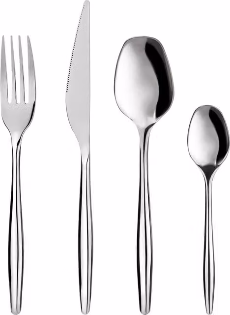 Set di posate Gamma KASANOVA da 24 pezzi in acciaio inox lucido color argento per adulti