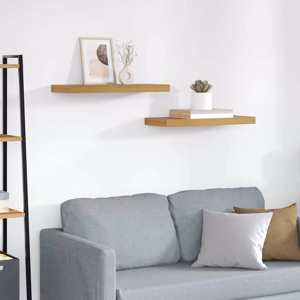Set di 2 Scaffali da parete vidaXL in stile moderno, colore Beige, L 60 x P 23,5 x H 3,8 cm