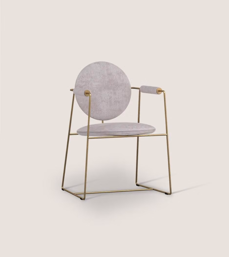 Weißer Luxus Stuhl Mit Armlenhen Esszimmer Möbel Edelstahlgestell Stil