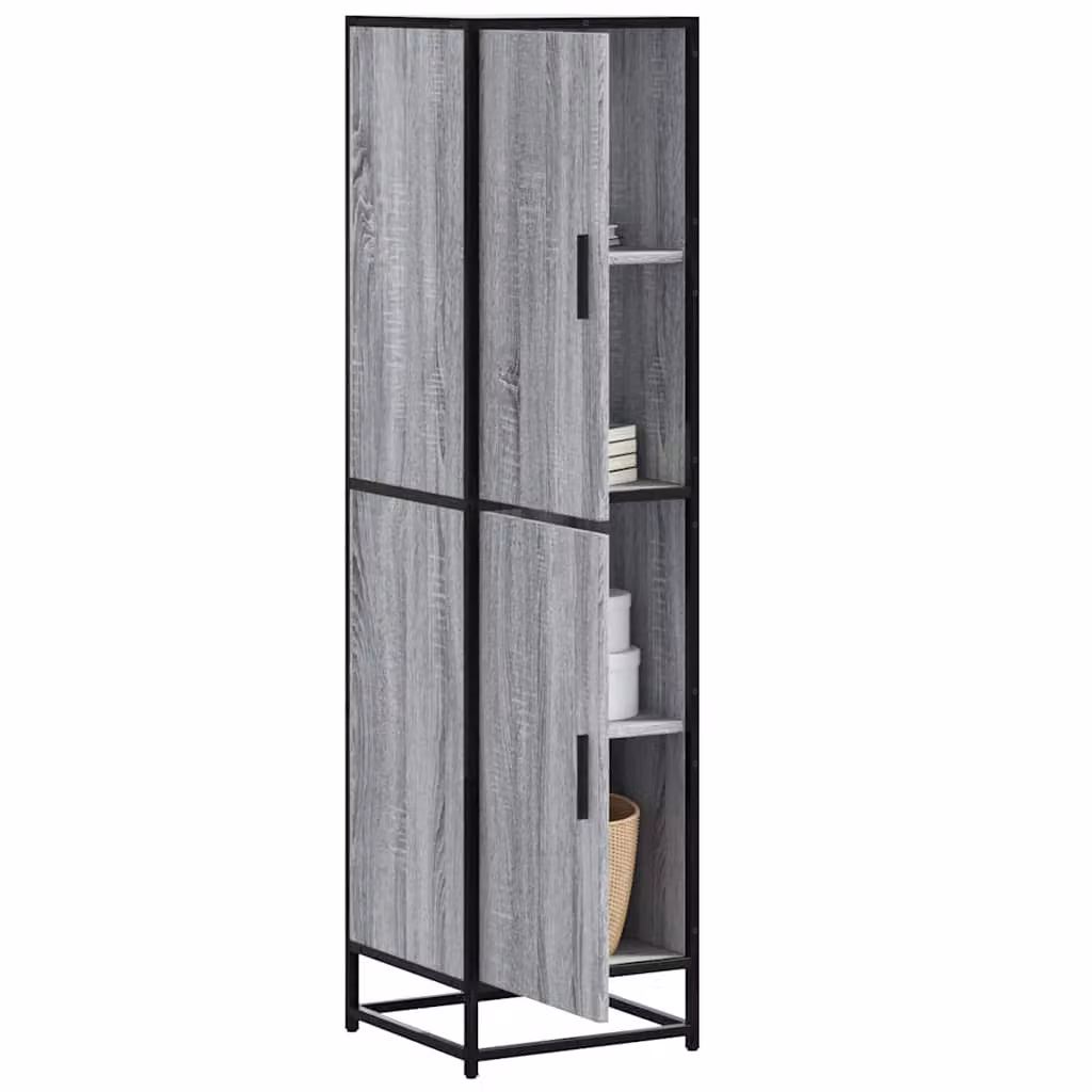 Credenza vidaXL in stile industriale Grigio con ante a battente e ripiani interni, L/P/H: 35,5 x 35,5 x 139 cm