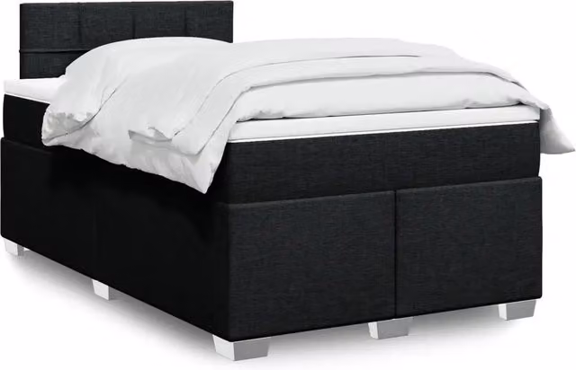 vidaXL Giroletto a Molle con Materasso Nero in Tessuto L 120 x P 200 cm – 2