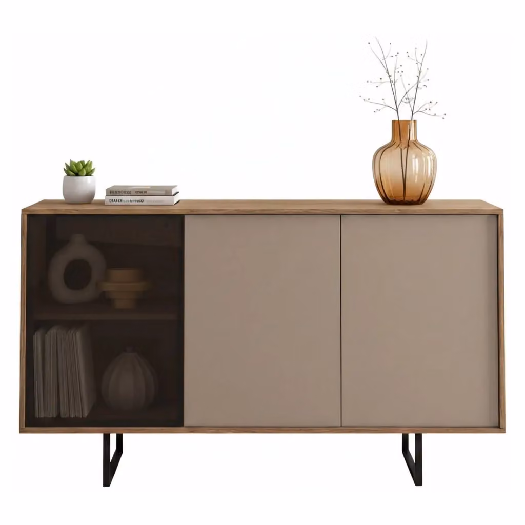 Madia Capena DMORA con cassetti, colore marrone e beige, L: 184 cm, P: 40 cm, H: 87 cm – 2
