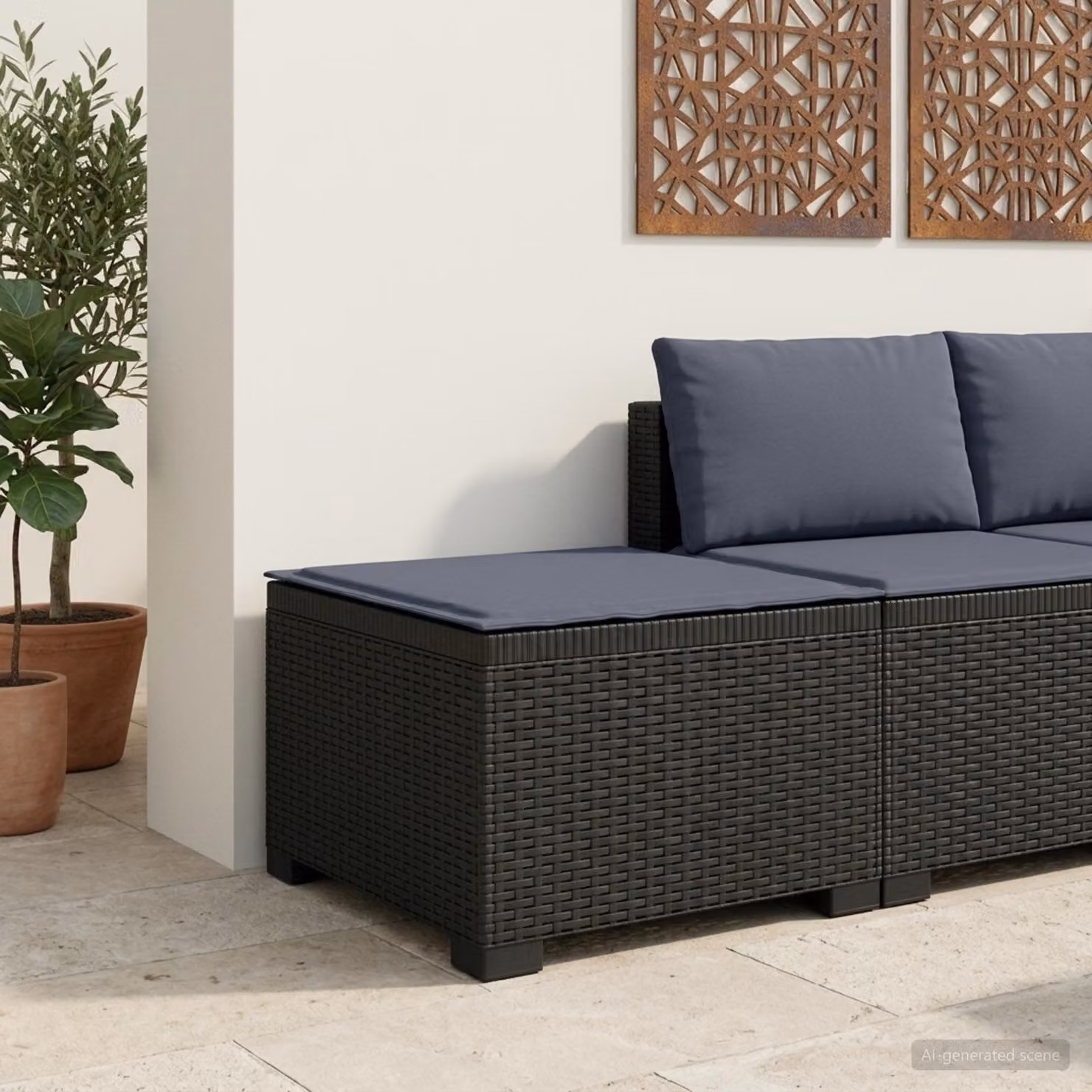 Divano da giardino singolo vidaXL con cuscino in aspetto rattan color antracite e grigio