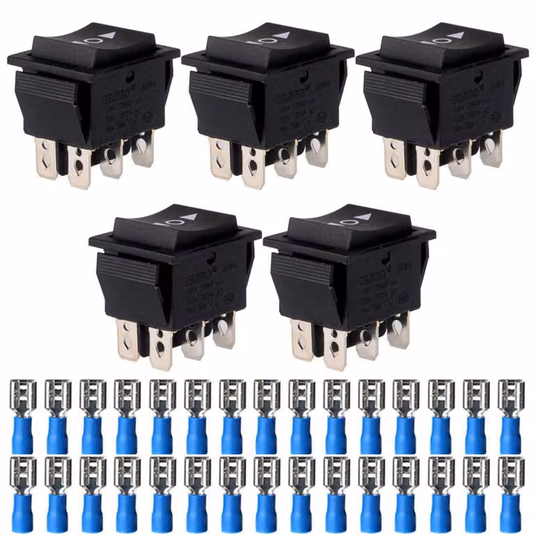 Interruttore a pulsante momentaneo, 5 pezzi, DPDT, 6 pin, 10A, 250V