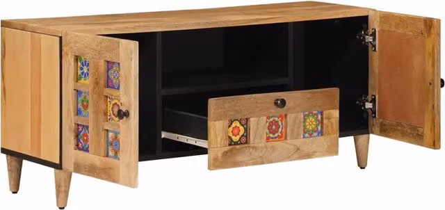 Mobile TV | Armadietto TV | Mobile Porta TV Naturale 105 x 33,5 x 46 cm Legno di mango massello