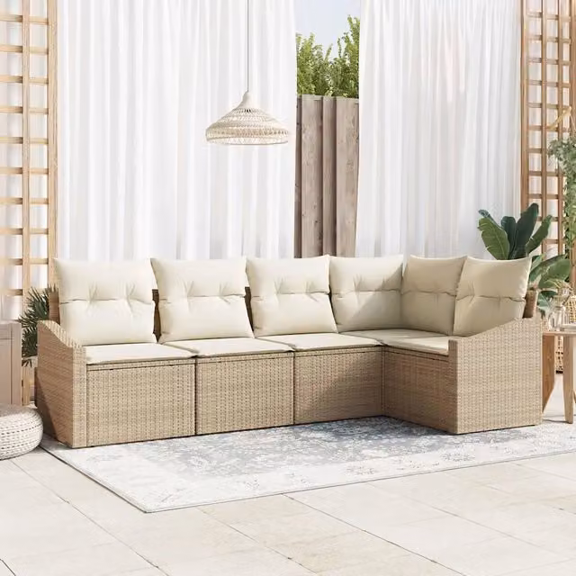 Set di divani 5 pz Beige polyrattan 3346721