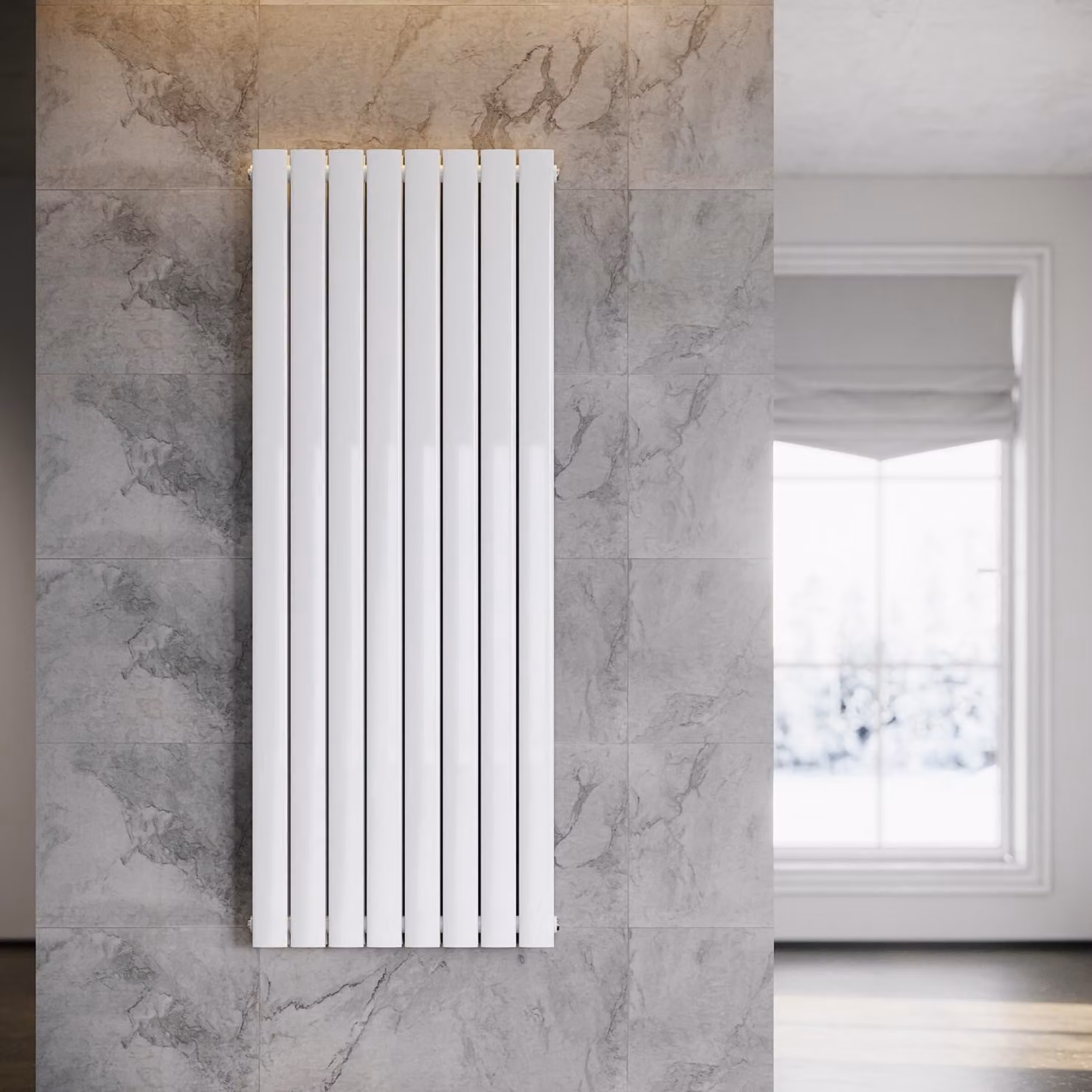 SONNI Radiatore verticale di design a pannelli, a doppio strato, bianco, 1600×619 mm, senza resistenza