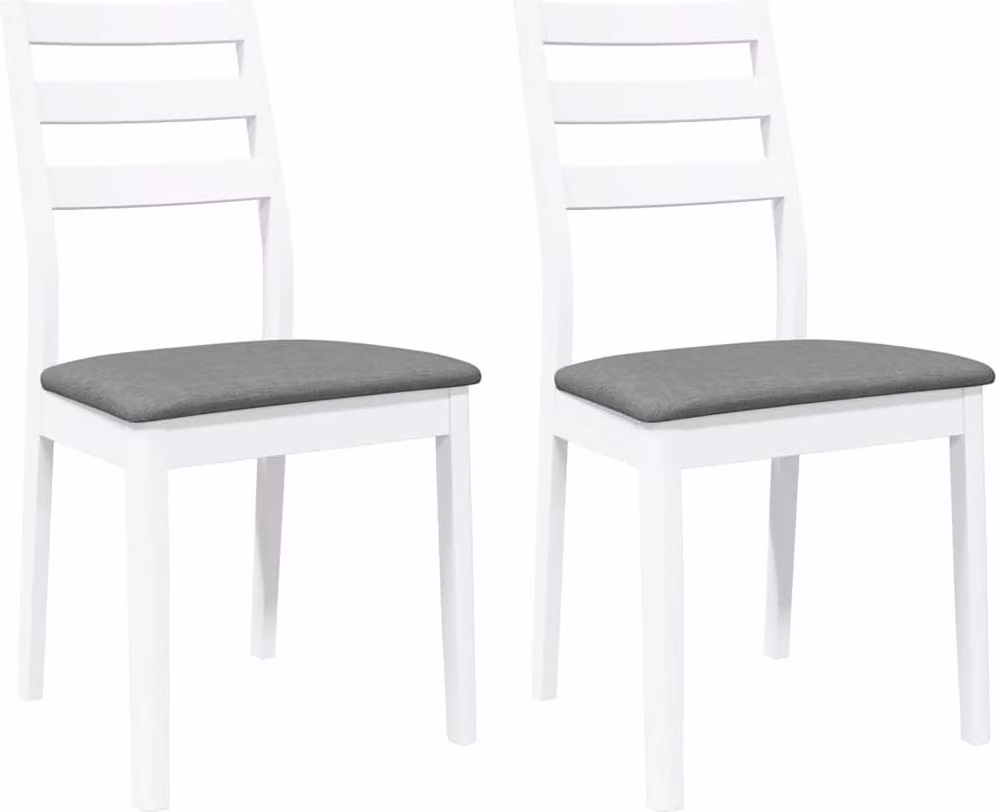 Sedie da Pranzo con Cuscini 2 pz Bianco Legno Massello di Hevea