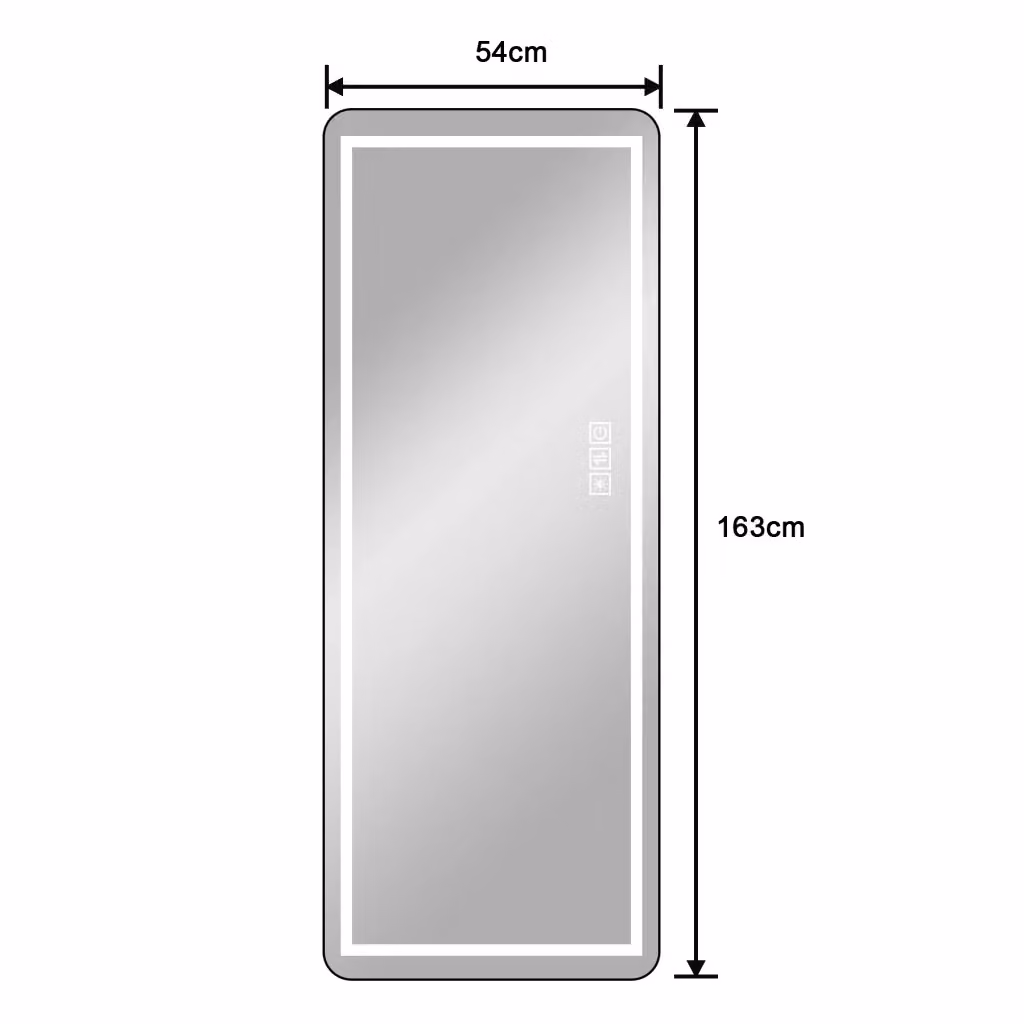 Specchio da bagno rettangolare OKWISH con LED e montaggio a parete, nero e argento, L: 171 cm, H: 62 cm – 2