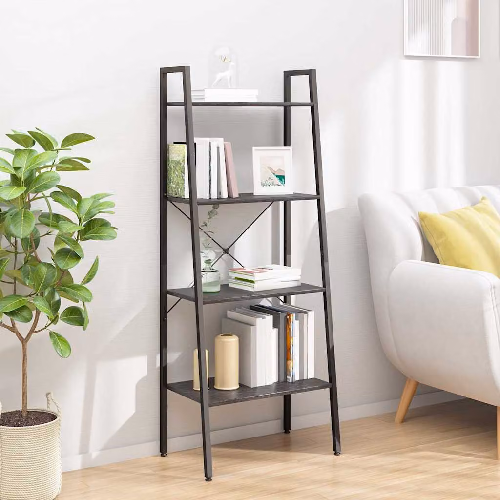 Scaffale autoportante vidaXL con 4 ripiani in stile industriale, colore nero, L 56 cm x P 35 cm x H 140 cm