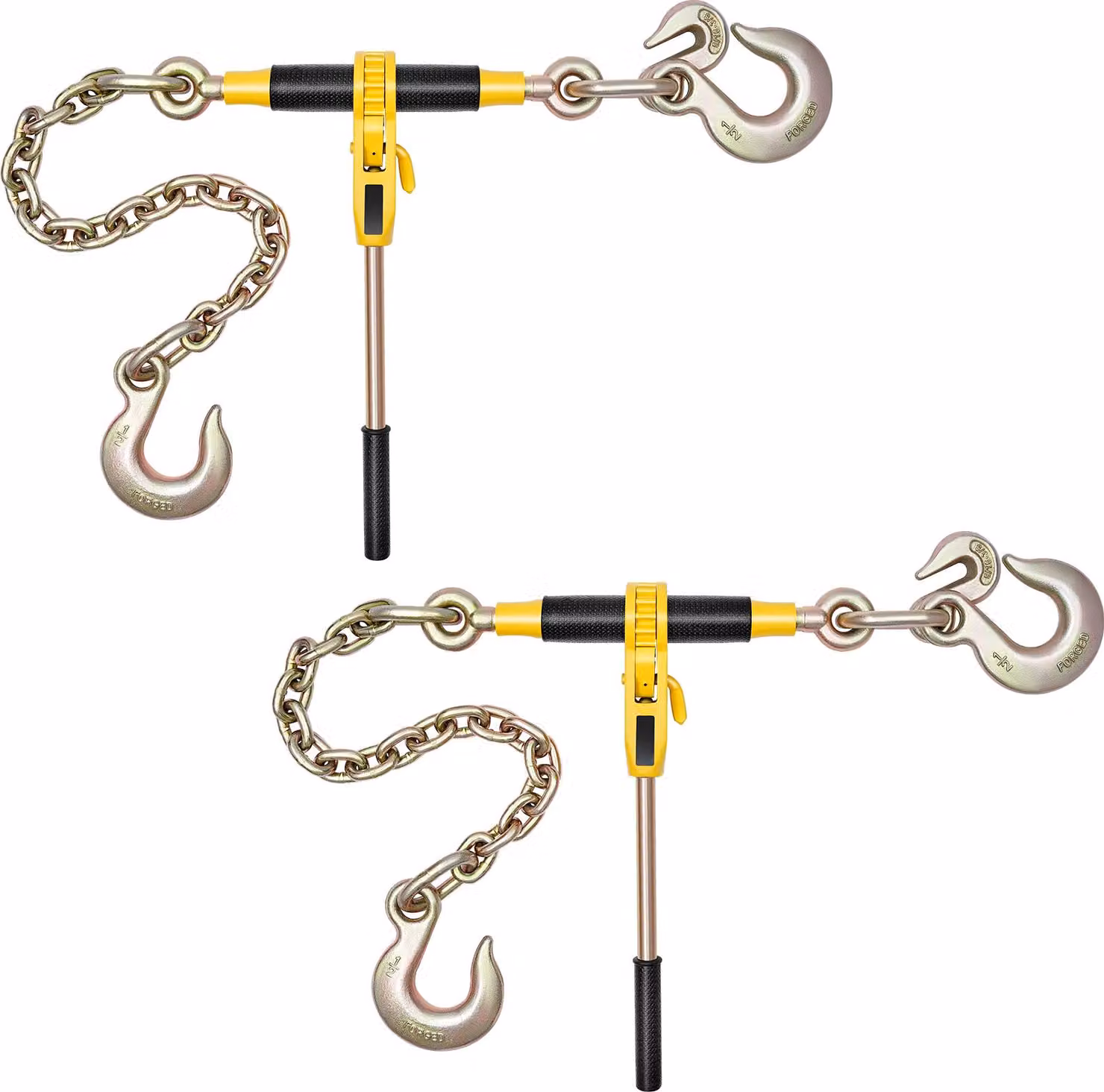 SucceBuy tenditore a cricchetto con catene di fissaggio G80 10 mm x 62 cm, set di 2, portata 4173 kg, adatto a catene 10-12,7 mm per il fissaggio del carico, ideale per rimorchi di camion con pianale