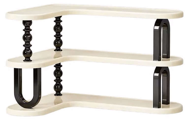 Scaffale angolare a 3 ripiani - Organizzatore per la cucina - Plastica - Autoportante - Versatile - Riutilizzabile - Bianco panna