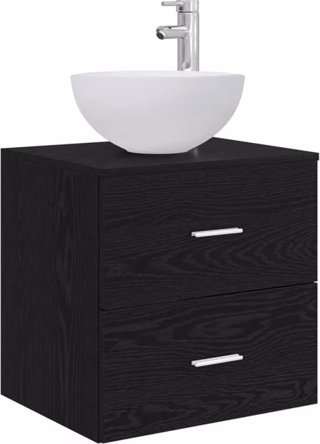 Mobiletto con Lavabo | Armadio Lavabo a Parete Rovere Nero 49,5 x 35 x 63 cm