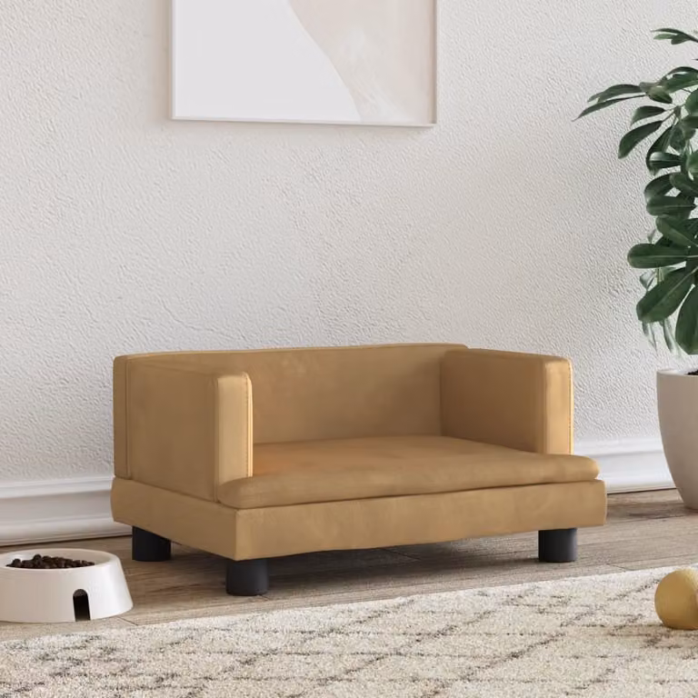 The Living Store Letto per cani Marrone 60x40x30 cm in velluto