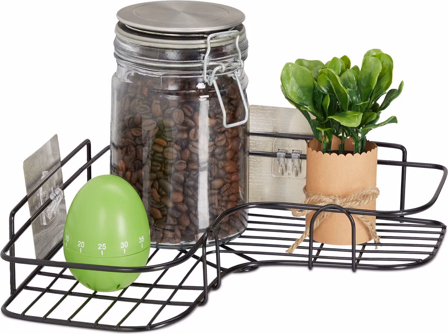 Merkloos 2x mensola angolare da cucina senza forare - mensola da cucina - mensola da parete nera autoadesiva