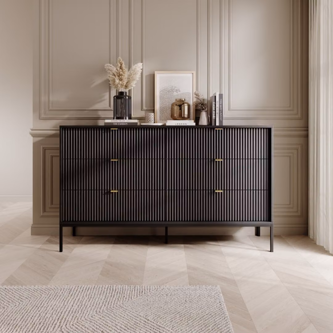 Cassettiera larga con assetti MISHEEL - nero