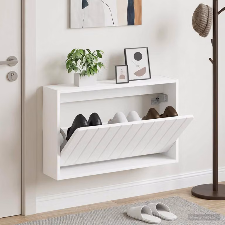 Mobiletto per scarpe da muro vidaXL ZWOLLE Bianco Moderno L: 71 cm, P: 43 cm, H: 17 cm