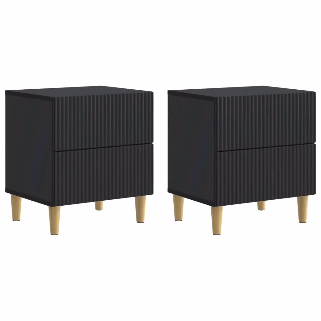 Set di 2 Armadi da Notte vidaXL Moderni in MDF Nero Opaco L: 43 cm, P: 34,5 cm, H: 48 cm – 2