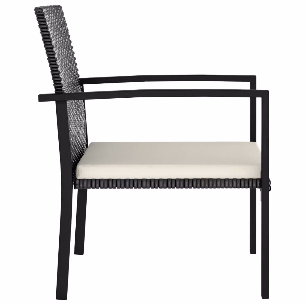 Set di 4 sedie da giardino moderne vidaXL in polyrattan nero con cuscini beige rimovibili e braccioli – 2