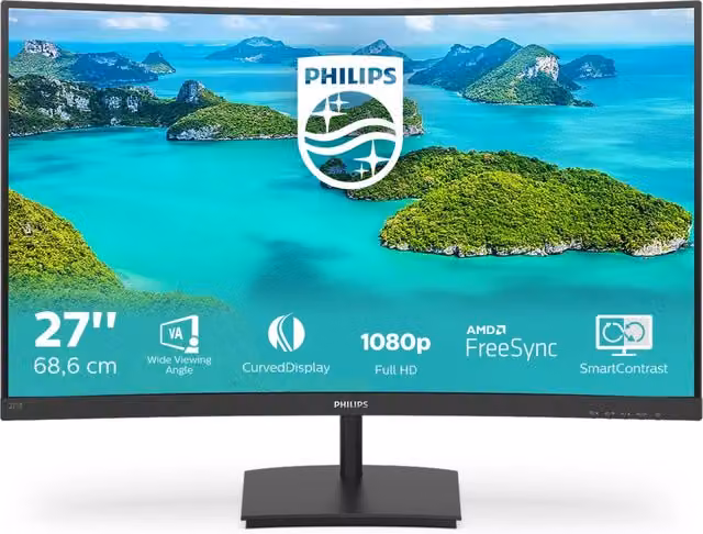 Monitor Philips 271E1SCA/00 da 27 pollici Full HD Curved LED Nero con HDMI e VGA