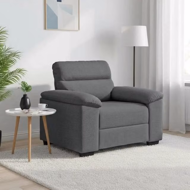 Poltrona lounge moderna vidaXL in tessuto grigio con braccioli L/P/H: 100 x 81 x 84 cm – 1