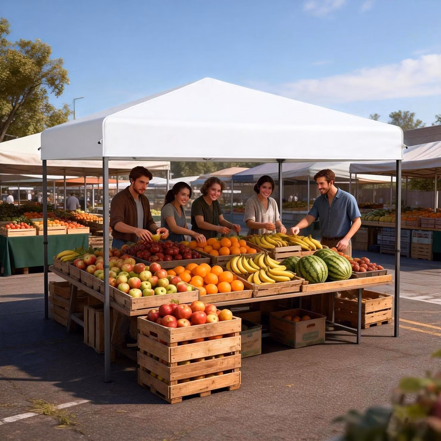 Gazebo portatile 3x3 metri, impermeabile, a tenda pop-up, con altezza regolabile, colore bianco, senza pareti laterali