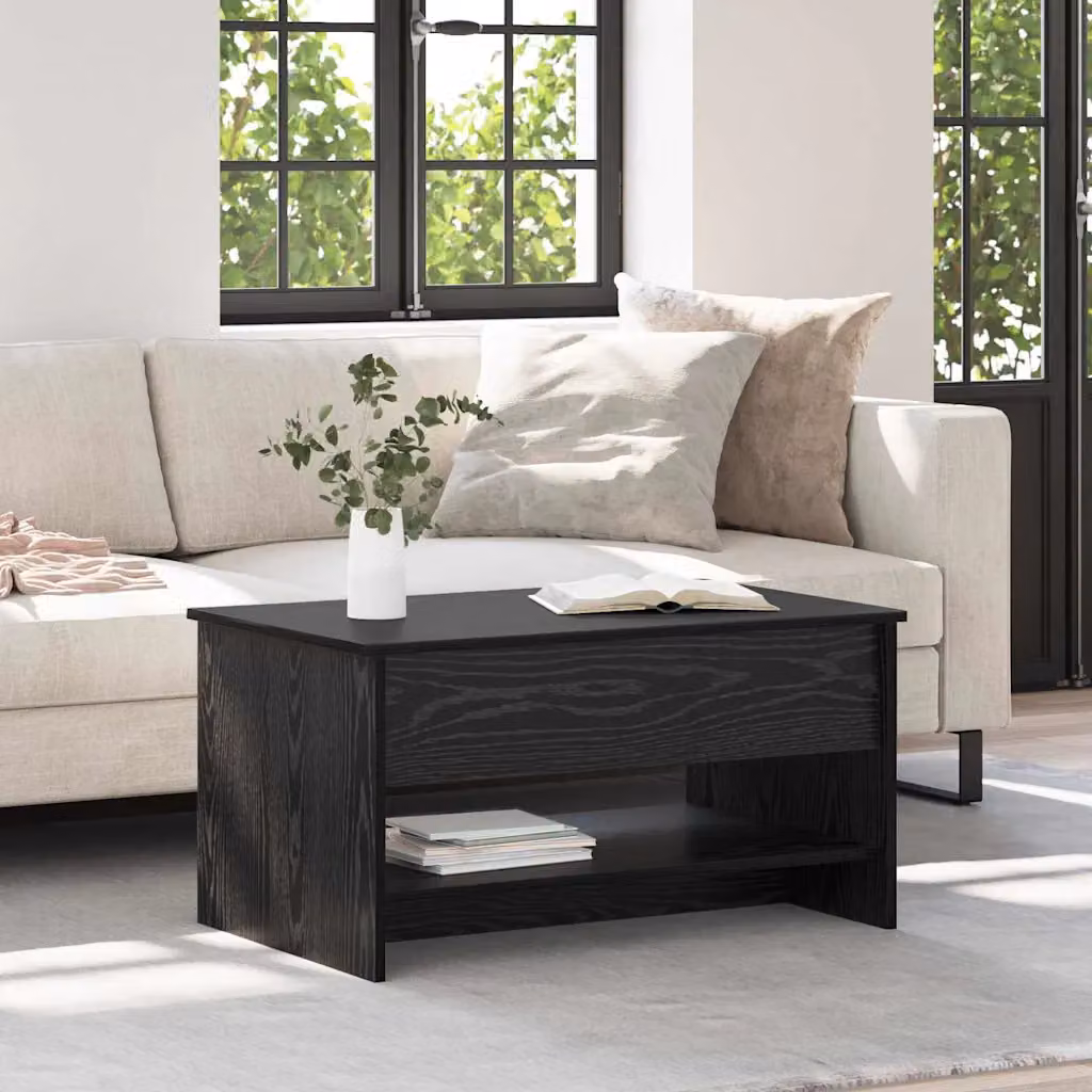 vidaXL Tavolino da salotto moderno in rovere e nero, L 80 x P 50 x H 41,5 cm