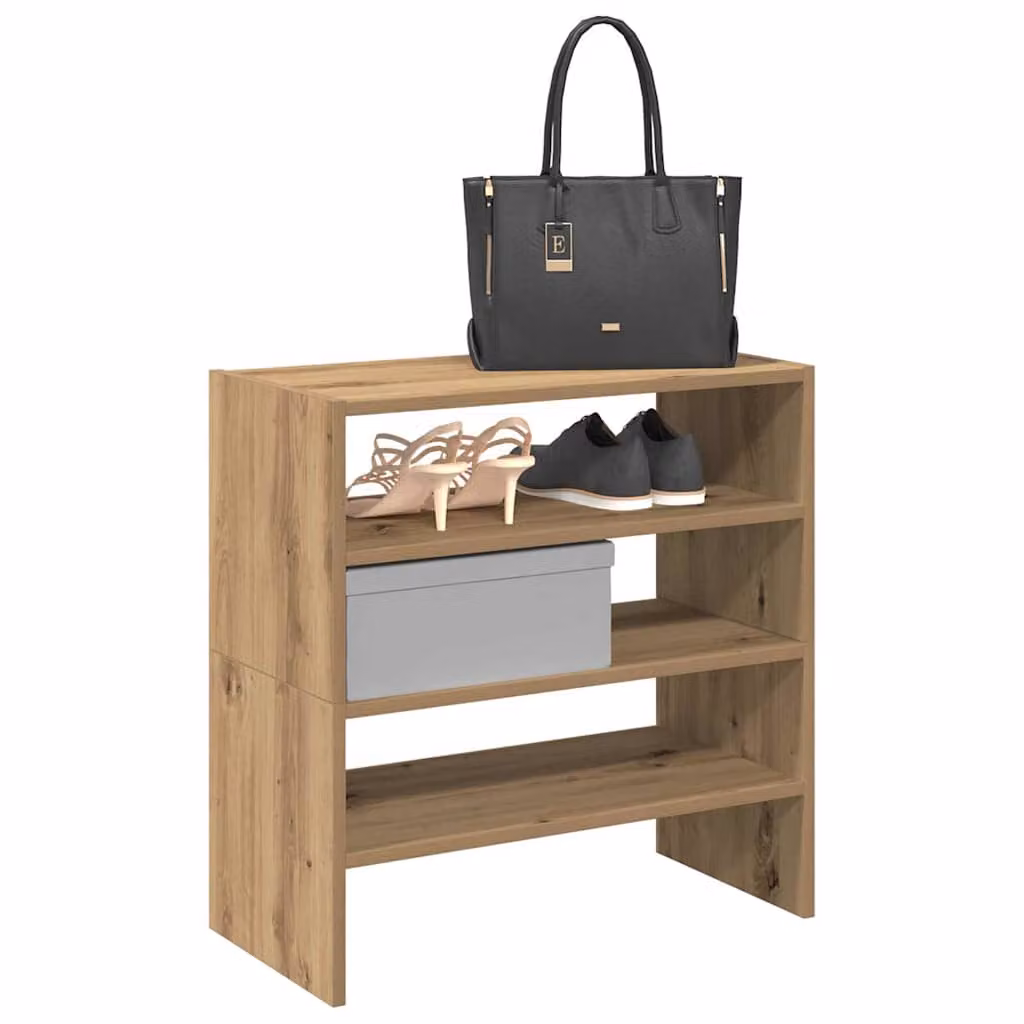 Set di 2 scarpiere impilabili vidaXL in legno color rovere marrone opaco, L: 60 cm, P: 30 cm, H: 30,5 cm