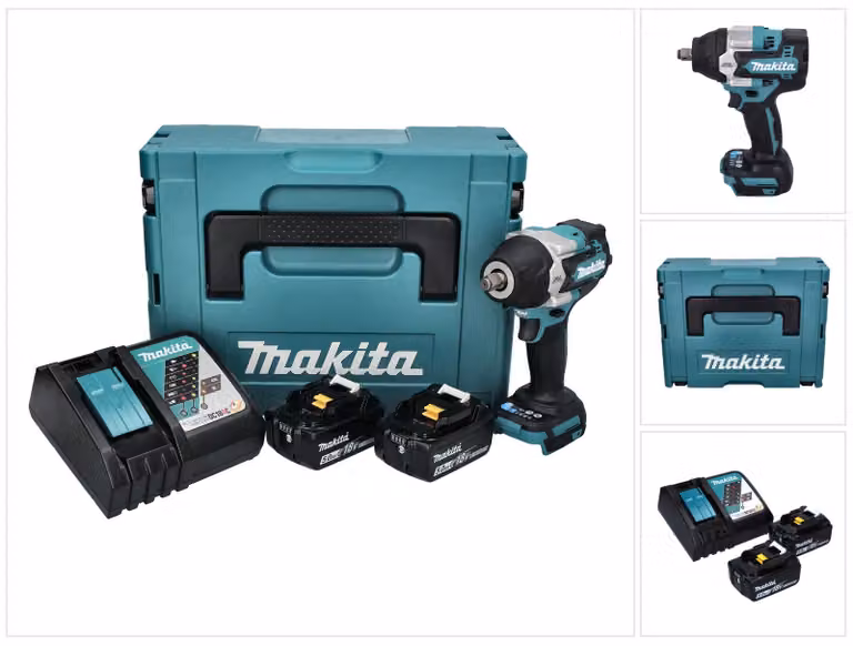 Avvitatore a impulsi a batteria Makita DTW 700 RTJ 18 V 700 Nm 1/2" XPT Brushless + 2x batteria ricaricabile 5,0 Ah + caricabatterie + Makpac