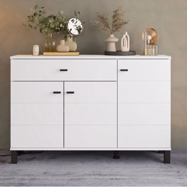 Madia Uyuni DMORA Credenza Moderna con 3 Ripiani in MDF Bianco o Nero – 1
