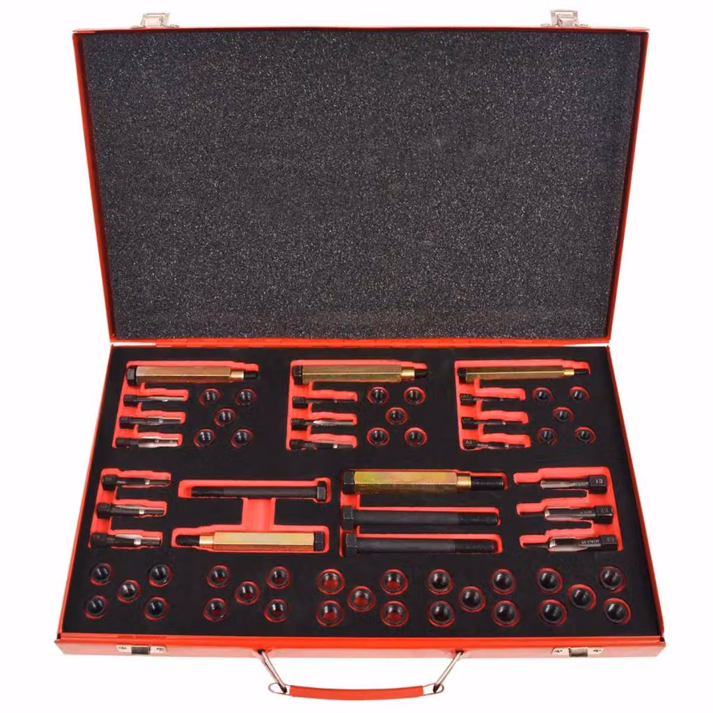 vidaXL Set per la riparazione della filettatura delle candele 63 pezzi M8 M9 M10 M12