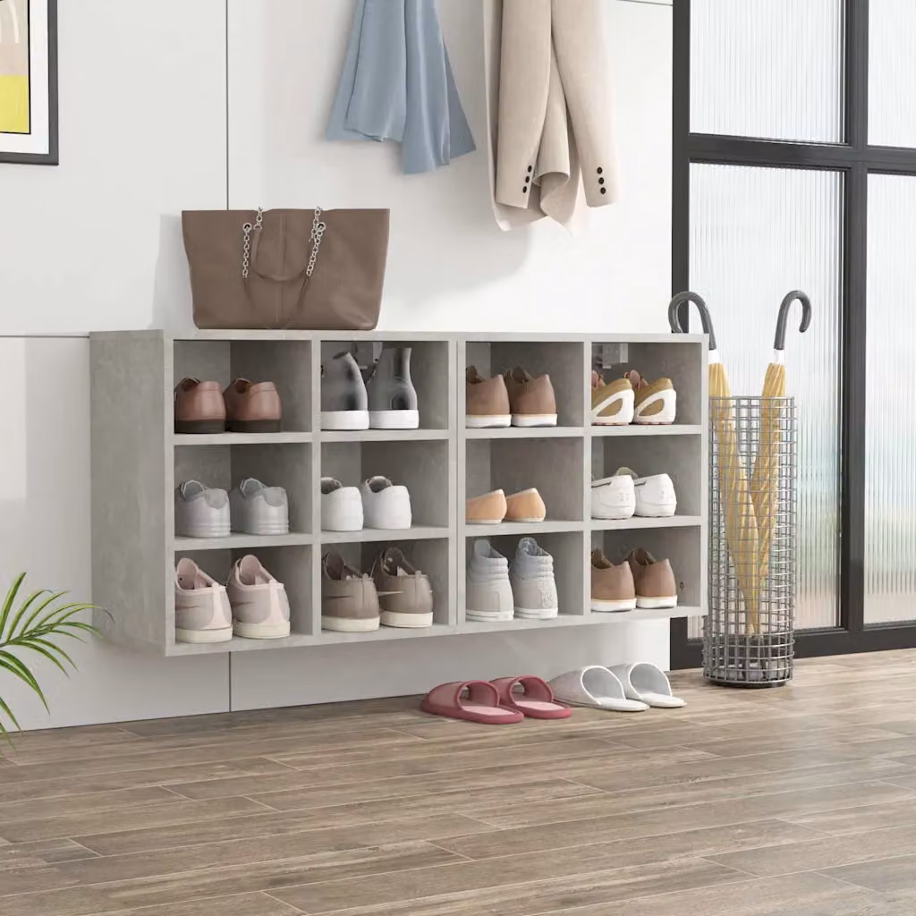 Set di 2 scarpiere da parete vidaXL grigie in stile moderno L: 52,5 cm, P: 30 cm, H: 50 cm