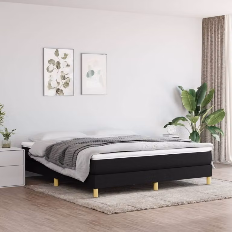 The Living Store Letto Boxspring nero 160x200 cm tessuto