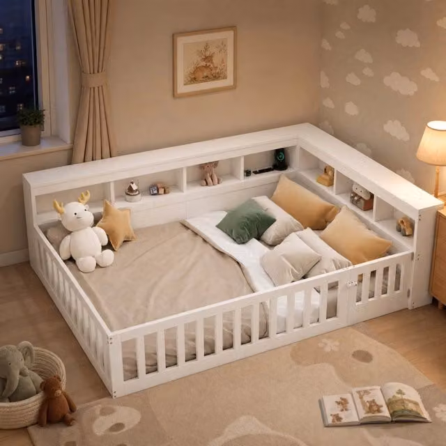 Letto da giorno con vano contenitore; prese e porte USB; 140 x 190 cm; bianco