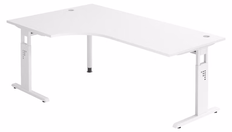 bümö Scrivania Serie-O - Decorazione: bianco, dimensioni: scrivania angolare 200 x 120 cm, struttura: bianco